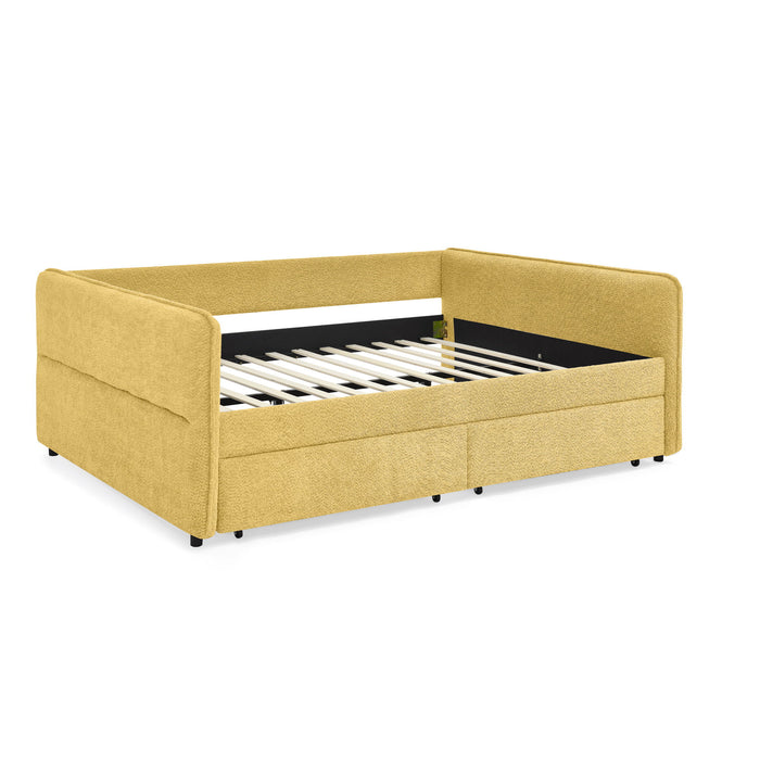 Upholstered Daybed & 2 Drawers