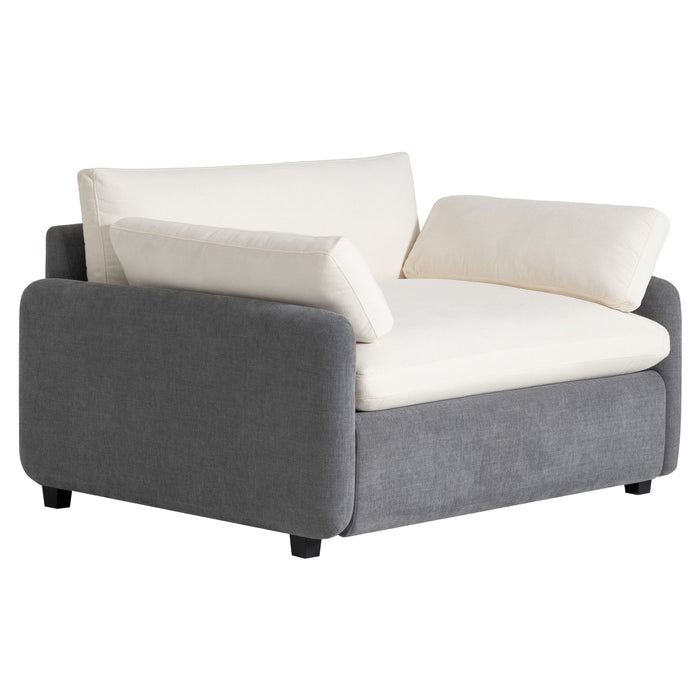 Oversized Single Sofa Chair Wide And Deep Seat, Modern Upholstered Comfy Blocking Couch Lounge With Pillows