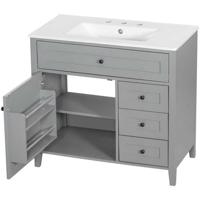 Bathroom Vanity With Sink, Cabinet With 3 Drawers And Adjustable Shelf
