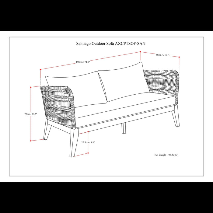 Santiago - Outdoor Sofa - Slate Gray
