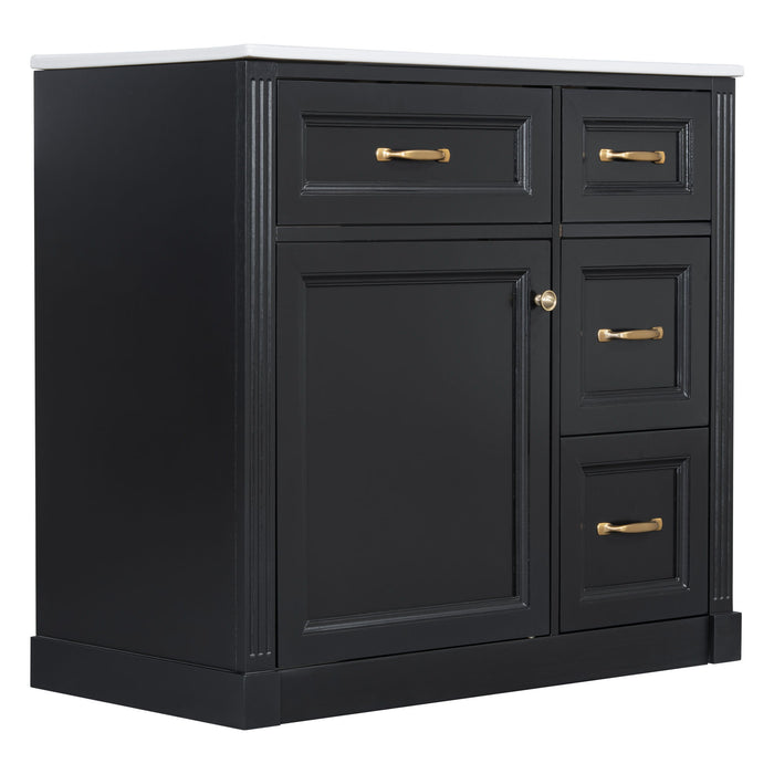 Modern Bathroom Vanity With Sink, 4 Drawers, Soft-Close Door, Adjustable Shelf