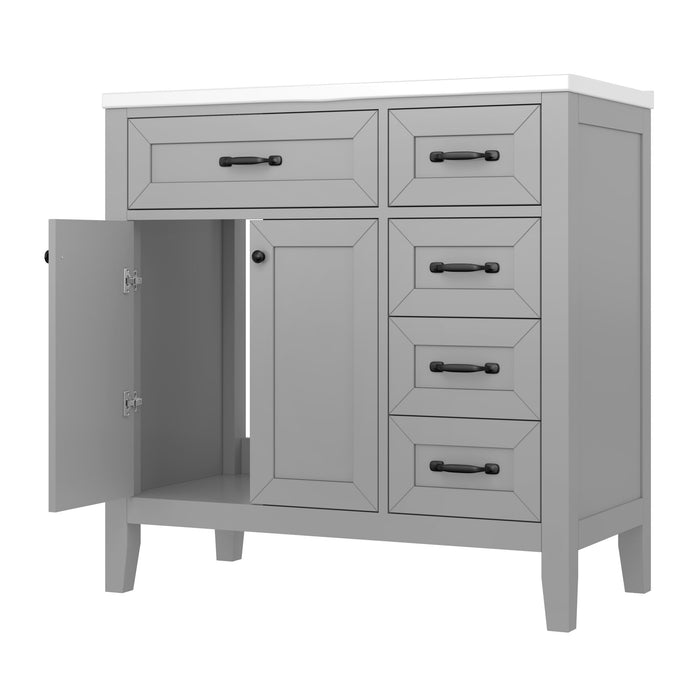 Modern Bathroom Vanity With Sink, Freestanding Design With Drawers And Doors