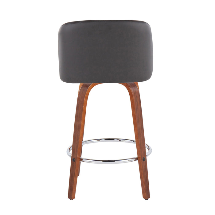 Toriano - Mid-Century Modern Fixed Height Counter Stool With Round Footrest (Set of 2)