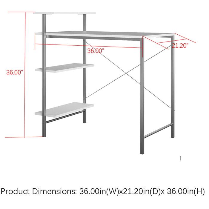 Side Storage Student Desk - White