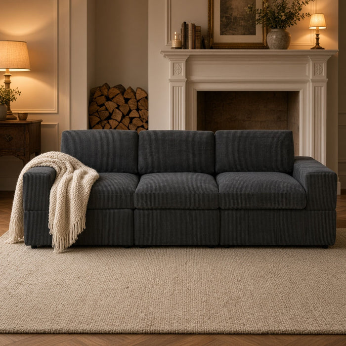Oversized Modular Sectional Sofa 3 Piece Set For Living Room - Dark Gray