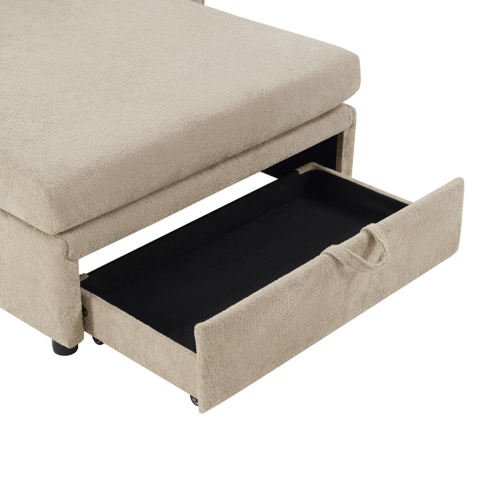 Modern Chaise Sofa With Hidden Storage For Living Room
