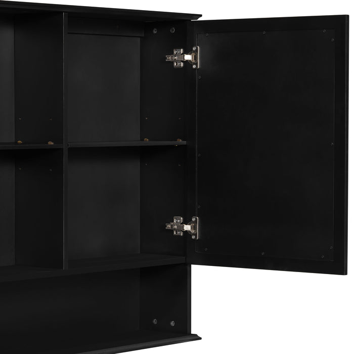 Wall Mounted Bathroom Medicine Cabinet With Double Mirrored Doors