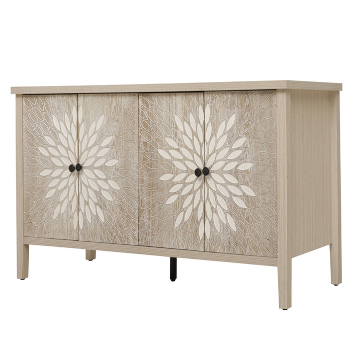 Modern Storage Cabinet With 4 Doors & Adjustable Shelves