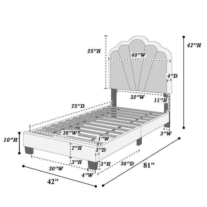 Bed With Floral Design Headboard And Built In LED Lighting