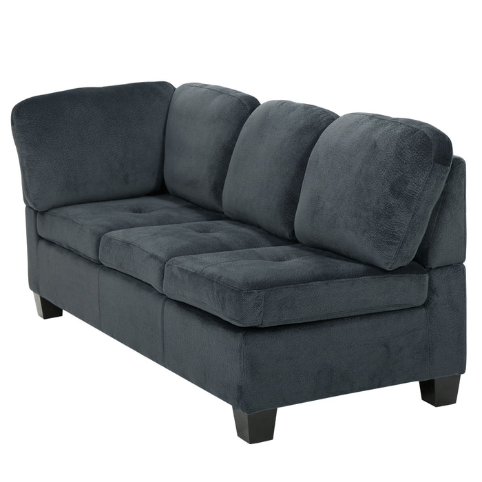 Modern L Shaped Fabric Sectional Sofa With Tufted Detail - Charcoal