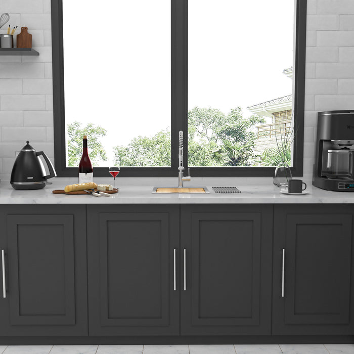 Modern Stainless Steel 15" Drop In Kitchen Sink Workstation With Accessories - Brushed Nickel