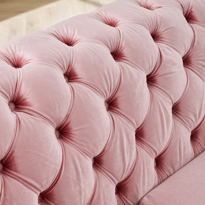 L Shaped Chesterfield Sectional Sofa With Stainless Steel Accents