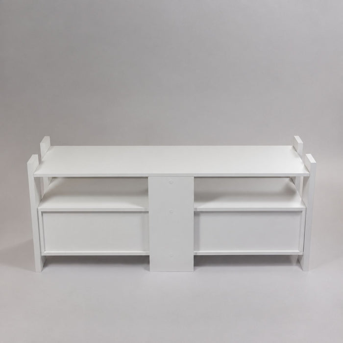 TV Stand For TVs Up To 55" With Open Shelves And 2 Drawers - White