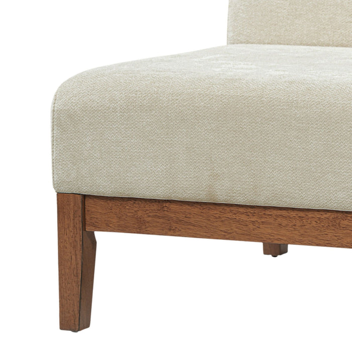Upholstered Accent Chair - Beige / Walnut