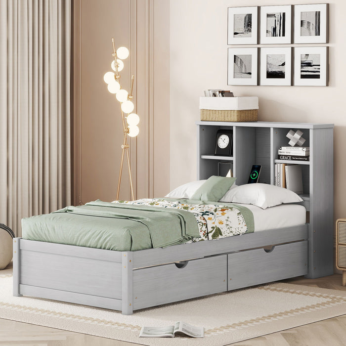 Bed Frame With Built In USB Port And 2 Drawers
