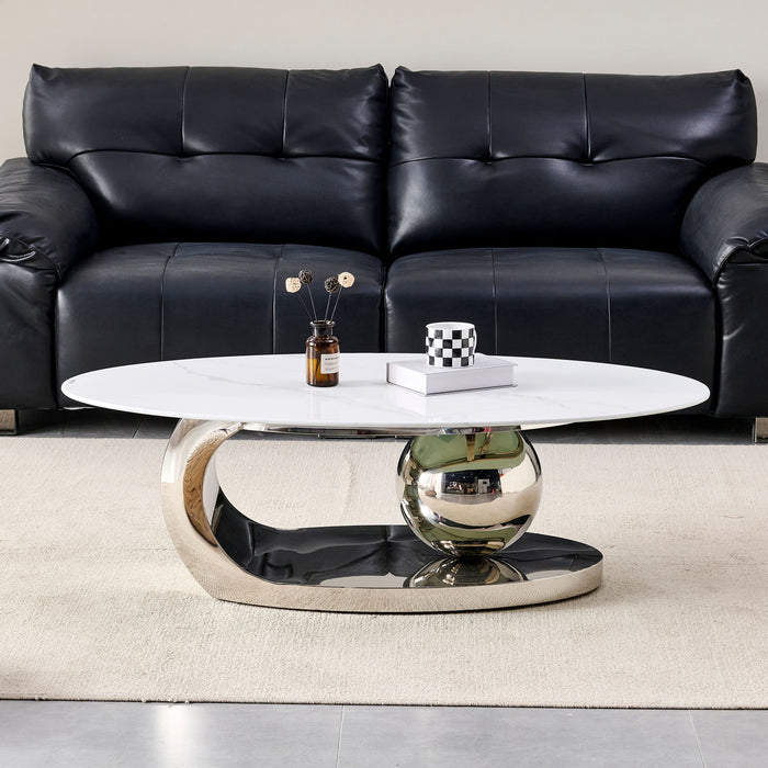 Oval Coffee Table With Geometric Precision