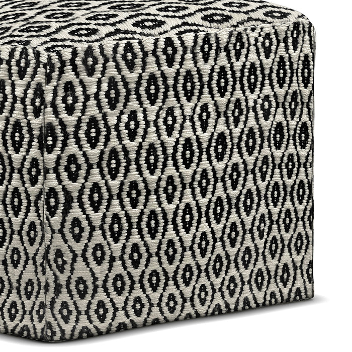 Kiana - Square Outdoor / Indoor Pouf - Black / White