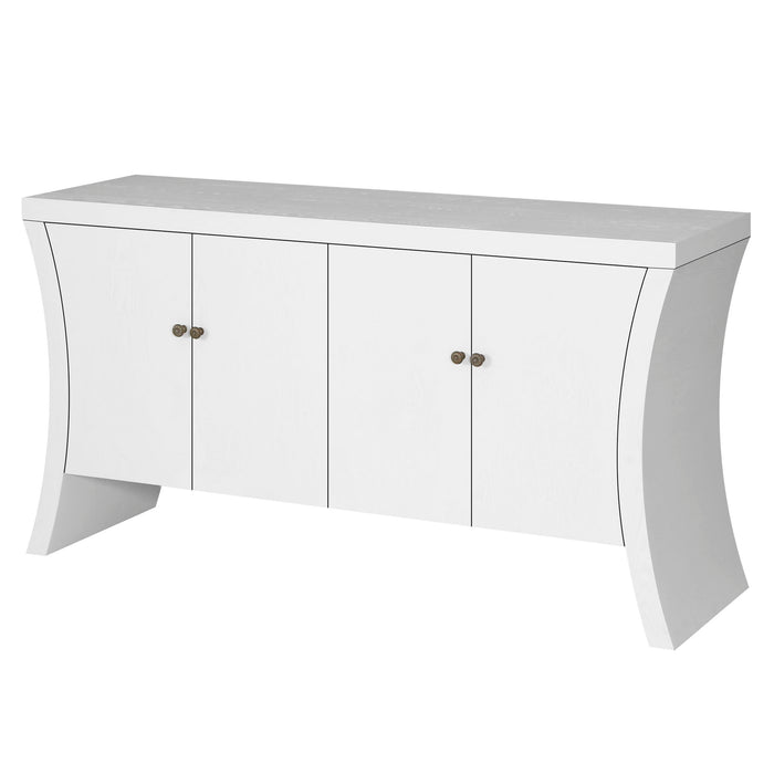 Refined Industrial 4 Door Credenza With Arc Legs & Bronze Clasps