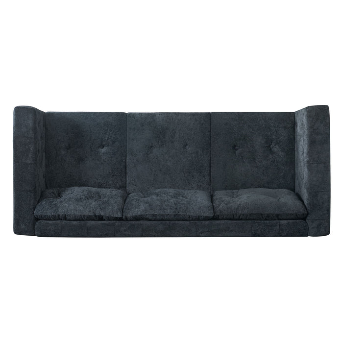 3 Seater Sofa With Square Arms, Tufted Pillow Back For Living Room