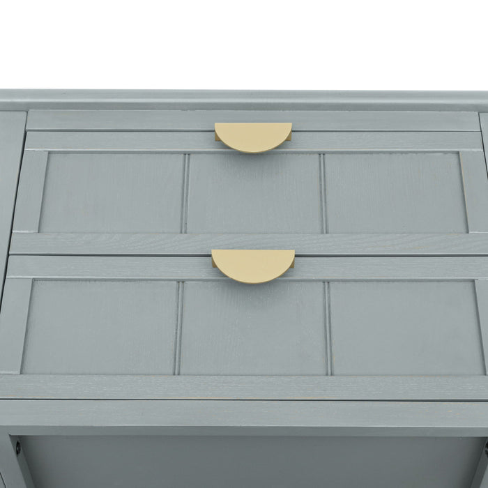 2 Drawer Side Table, American Style, End Table, Suitable For Bedroom, Living Room, Study