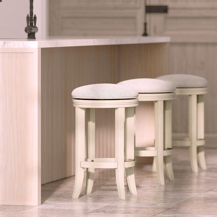 Backless Swivel Stool With Upholstered Seat