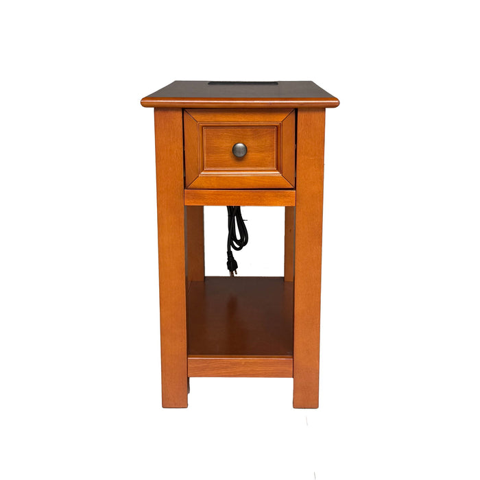 End Table With Drawer And Shelf For Living Room - Walnut