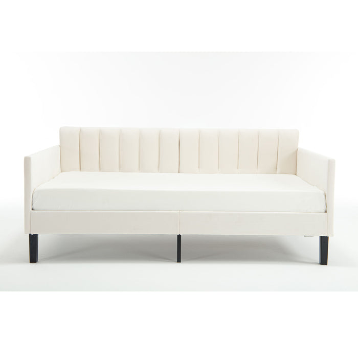 Elena - Boucle Upholstered Daybed, Ribbed Tufted Backrest