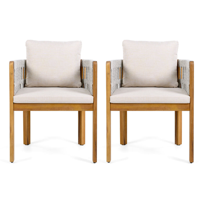 Outdoor Dining Chairs With Mix Rope Handles (Set of 2)