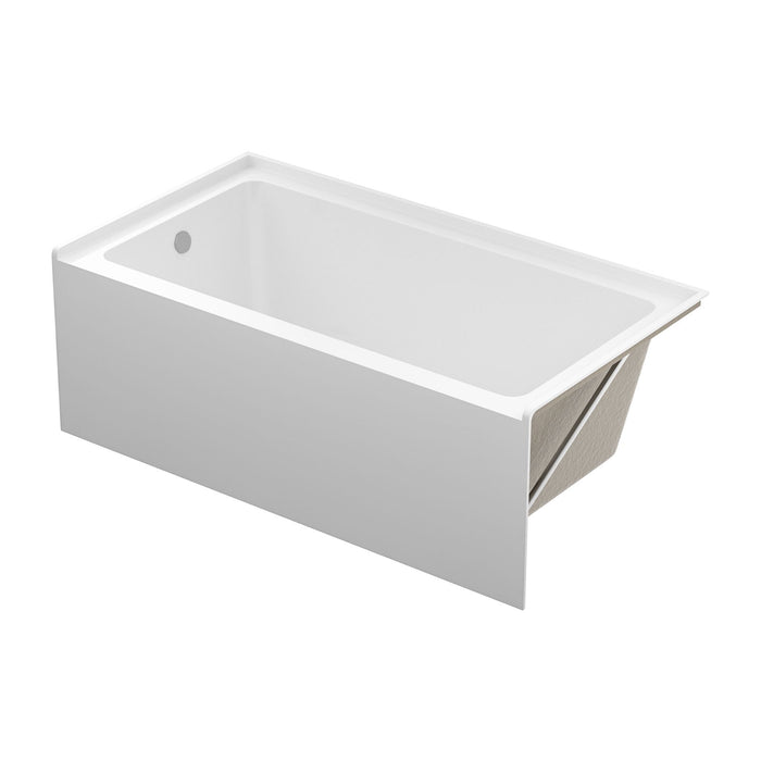 Alcove Soaking Bathtub With Skirt - Back-To-Wall Design, Compact - Glossy White
