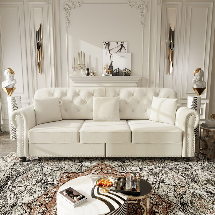 Upholstered Sofa Set With Nailhead Trim And Rolled Armrests, Includes Pillows