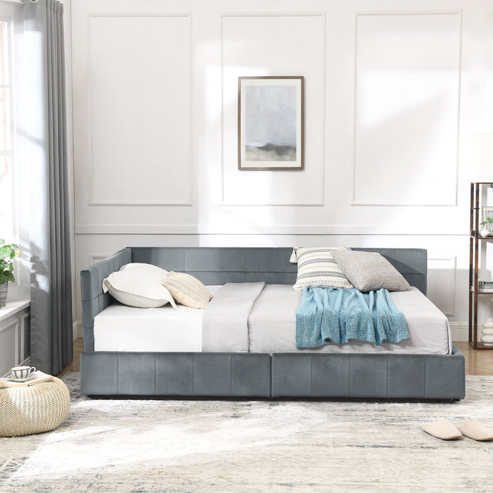 Elegant Storage Upholstered Tufted Bed Frame With Backrest And Armrests