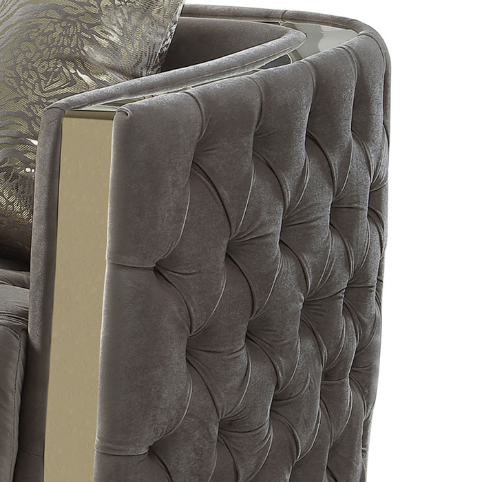 Naomi - Button Tufted Sofa - Taupe