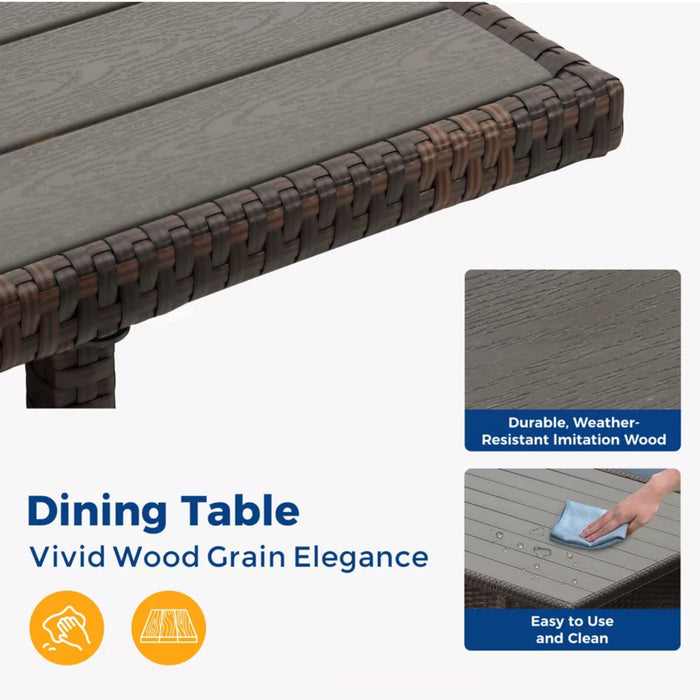 7 Piece Patio Dining Set With Cushions, Modular Sectional Sofa & Storage Table