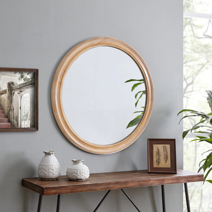 Round Wall Mirror With Ribbed Frame