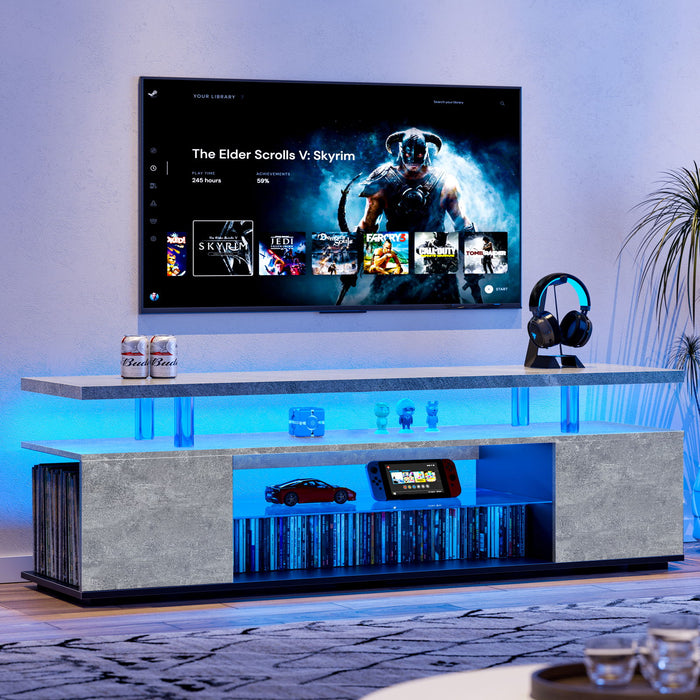 TV Stant With LED And Large Side Cabinet