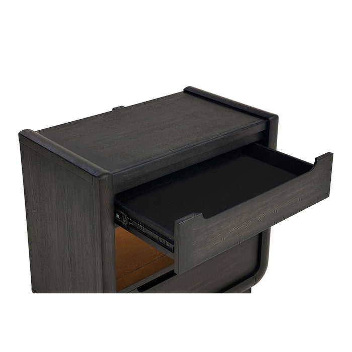 Bangor - 2 Drawer LED Nightstand With USB - Black