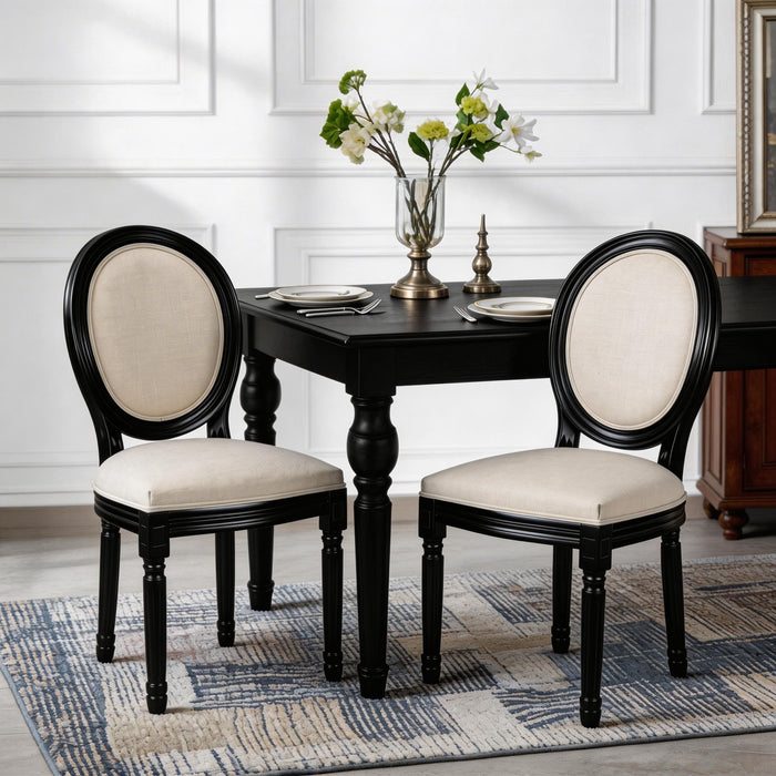 Upholstered & Round Back Dining Chairs (Set of 2)