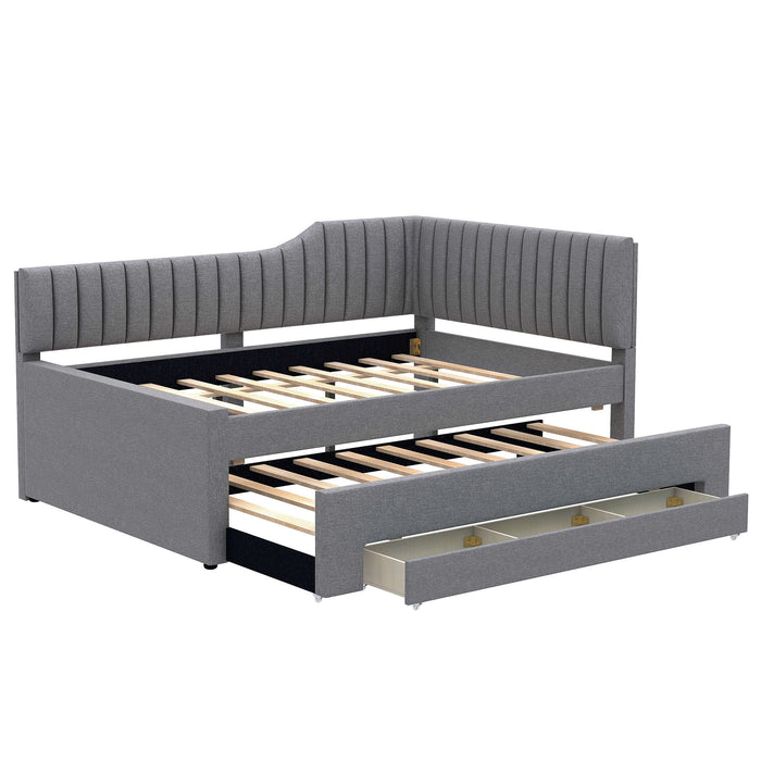 Upholstered Daybed With Trundle And 3 Drawers