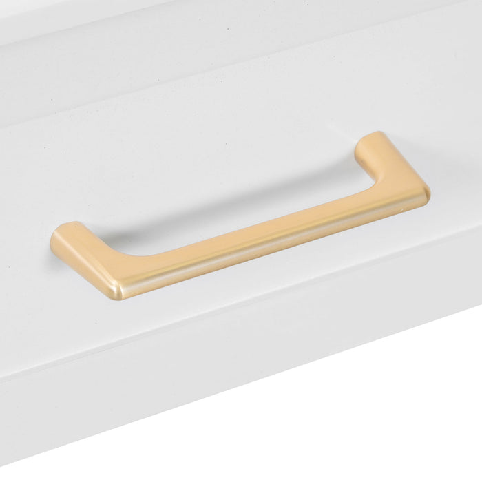 Elegant Vanity Makeup Table & Chair Set Modern Dressing Table With Organizer Writing Desk Charging Port Engineered Wood - White