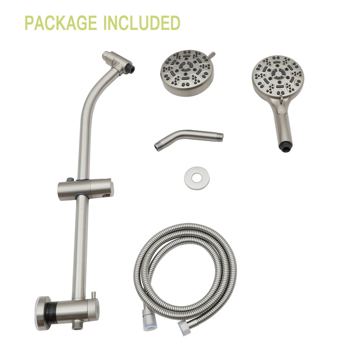 Multi Function Dual Shower Head System With 4.7" Rain Showerhead, 8 Function Hand Shower, Adjustable Slide Bar