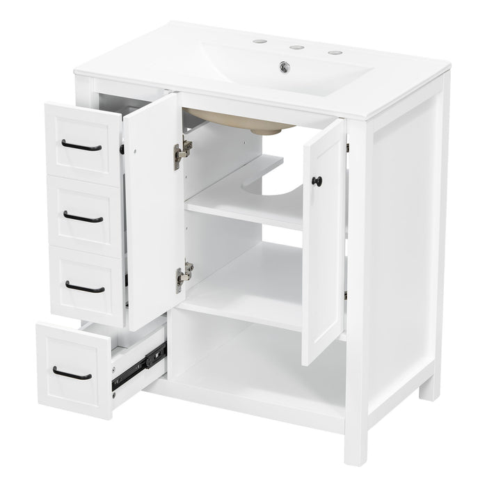 Bathroom Vanity With Sink Top, Bathroom Vanity Cabinet With 2 Doors And 2 Drawers, Open Shelf