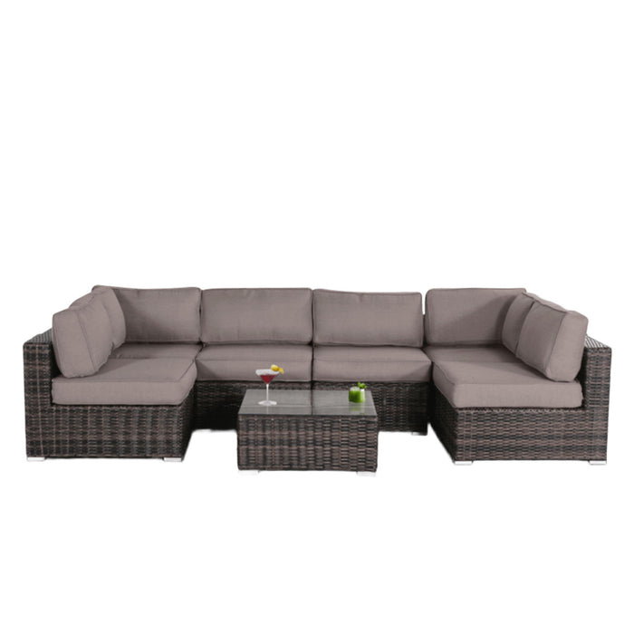 Seating Set With Cushions Handcrafted Wicker Design