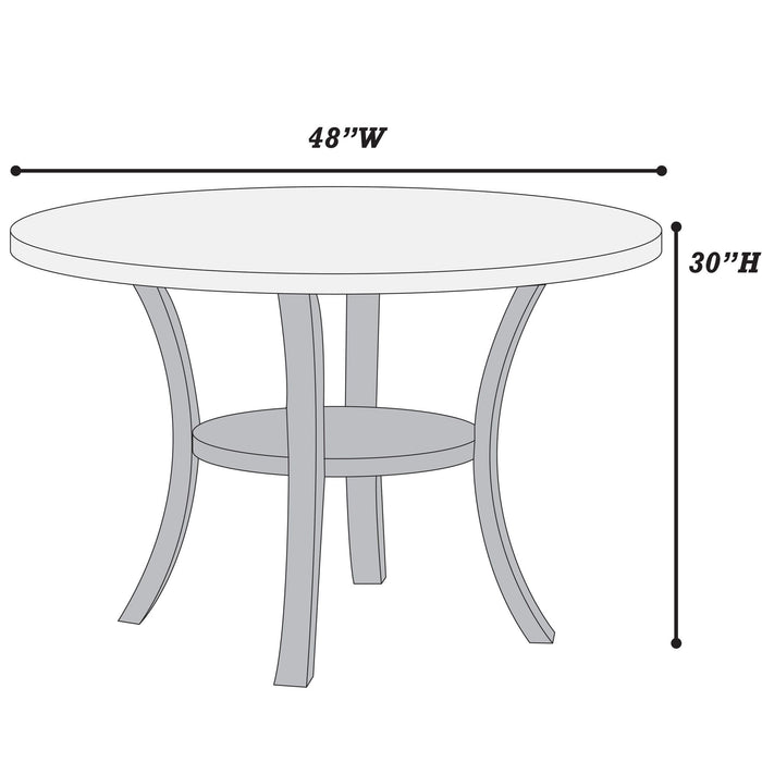 Round Dining Table With Open Bottom Shelf - Black / White