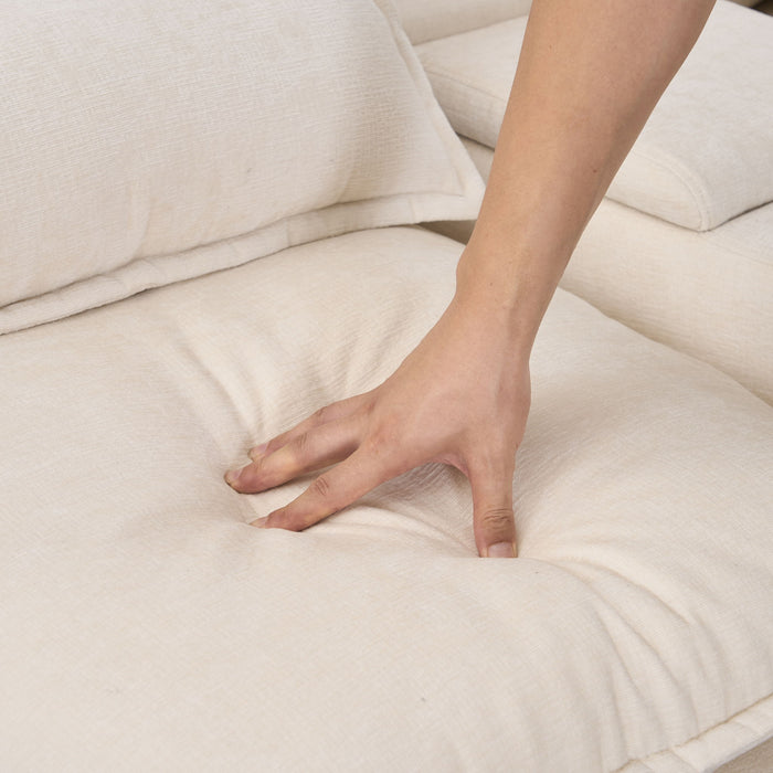 U Shaped Sofa With Console, Cupholders, USB Ports, 6 Seat, Bronzing Suede & Chenille