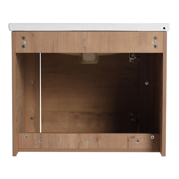 Wall Mounted Bathroom Vanity With Sink And Storage Shelves, Soft Close Doors