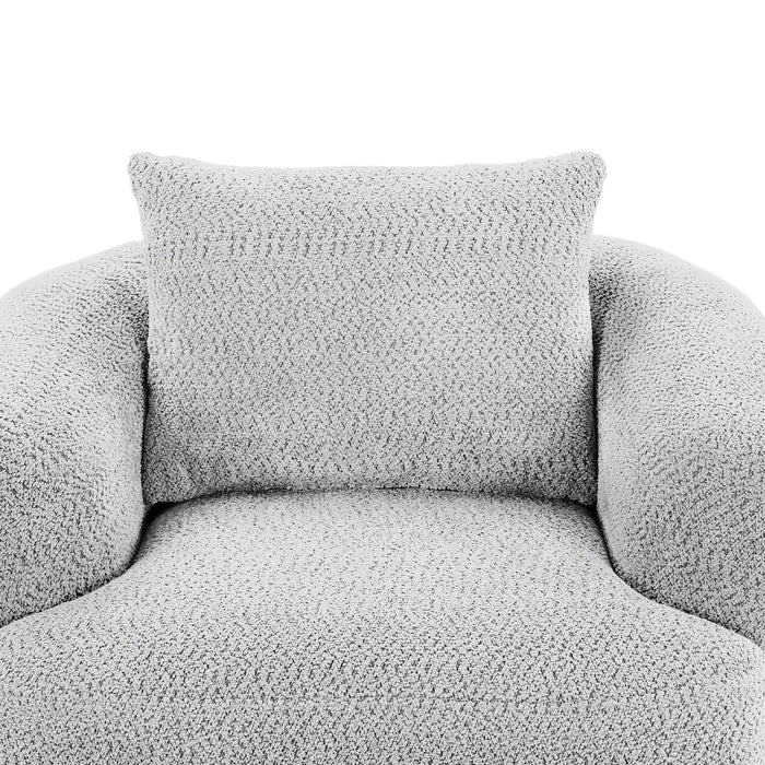 360° Swivel Barrel Sofa Chair With Throw Pillow, Chenille Upholstered Accent Chair