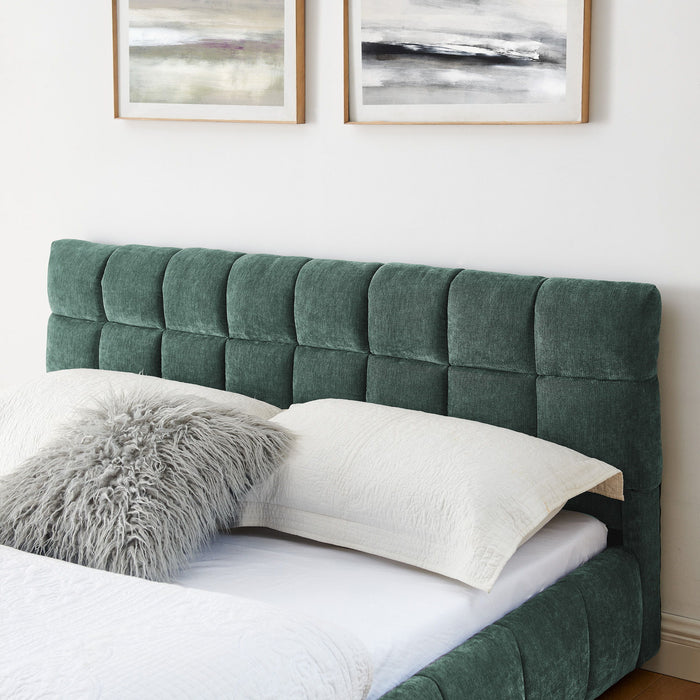 Modern Platform Bed Frame With Thick Chenille Fabric