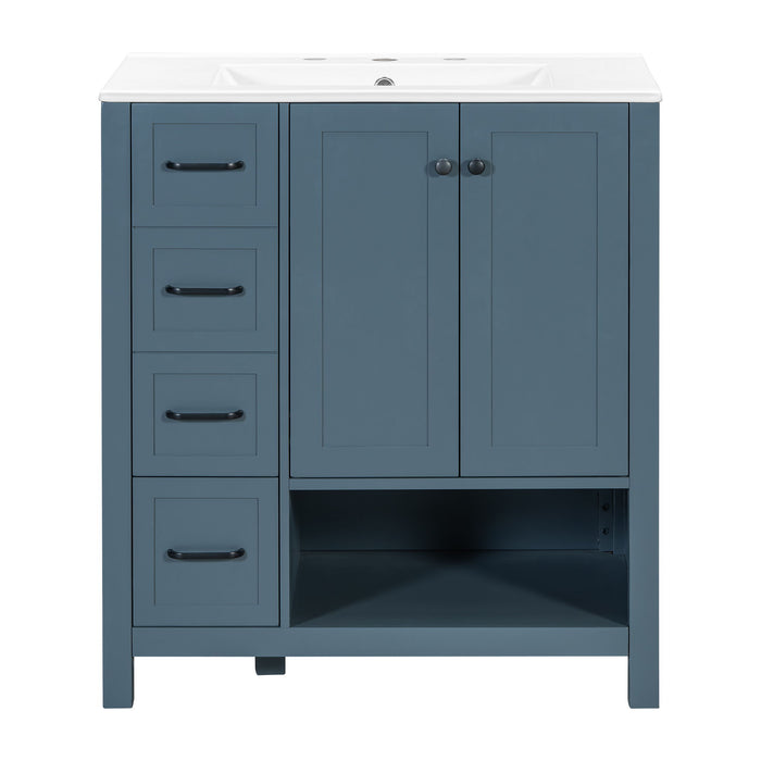 Bathroom Vanity With Sink Top, Bathroom Vanity Cabinet With 2 Doors And 2 Drawers, Open Shelf
