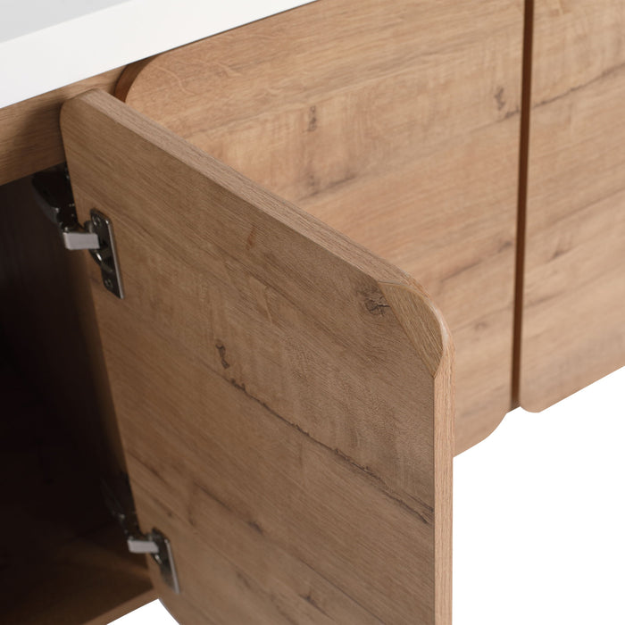 Wall Mounted Bathroom Vanity With Sink, 3 Soft Close Doors