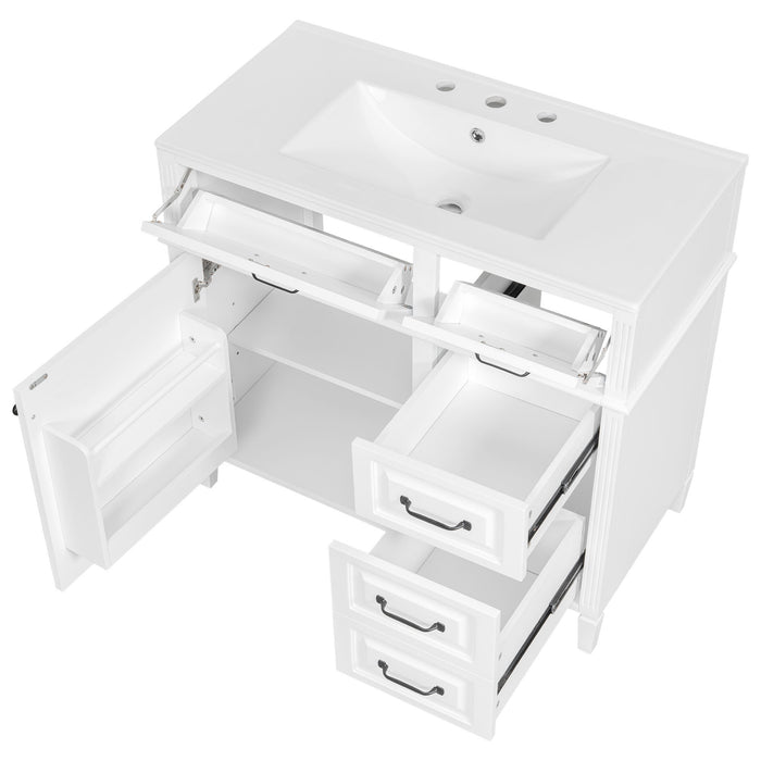 Modern Bathroom Vanity With Sink Top, Flip Drawer Design